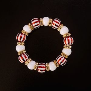 HAND CRAFTED Candy Cane Bling Bracelet